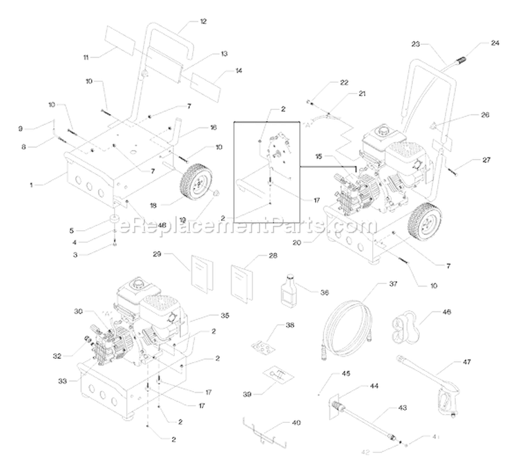 Page B Diagram and Parts List for 1441-0  Briggs and Stratton Pressure Washer
